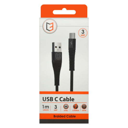 Braided Cable Type C USB - Black