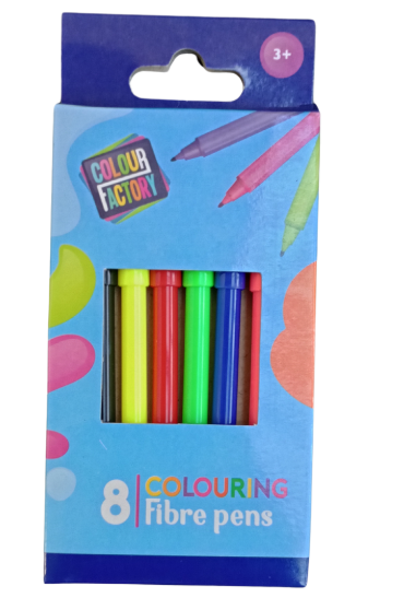 8 Pack Fibre Colouring Pens