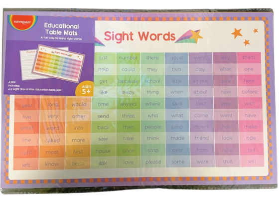 Keyroad Sight Words Educational Table Mats