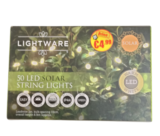 50 Solar LED String Lights Warm White