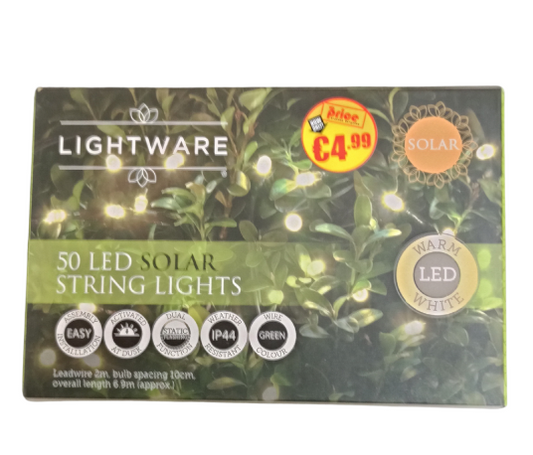 50 Solar LED String Lights Warm White