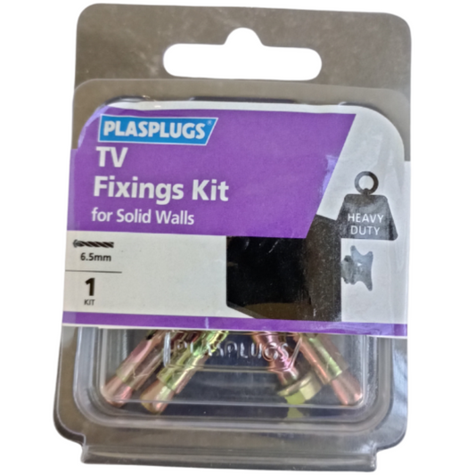 Plasplugs TV Fixing Kit for Solid Walls – Pack of 1