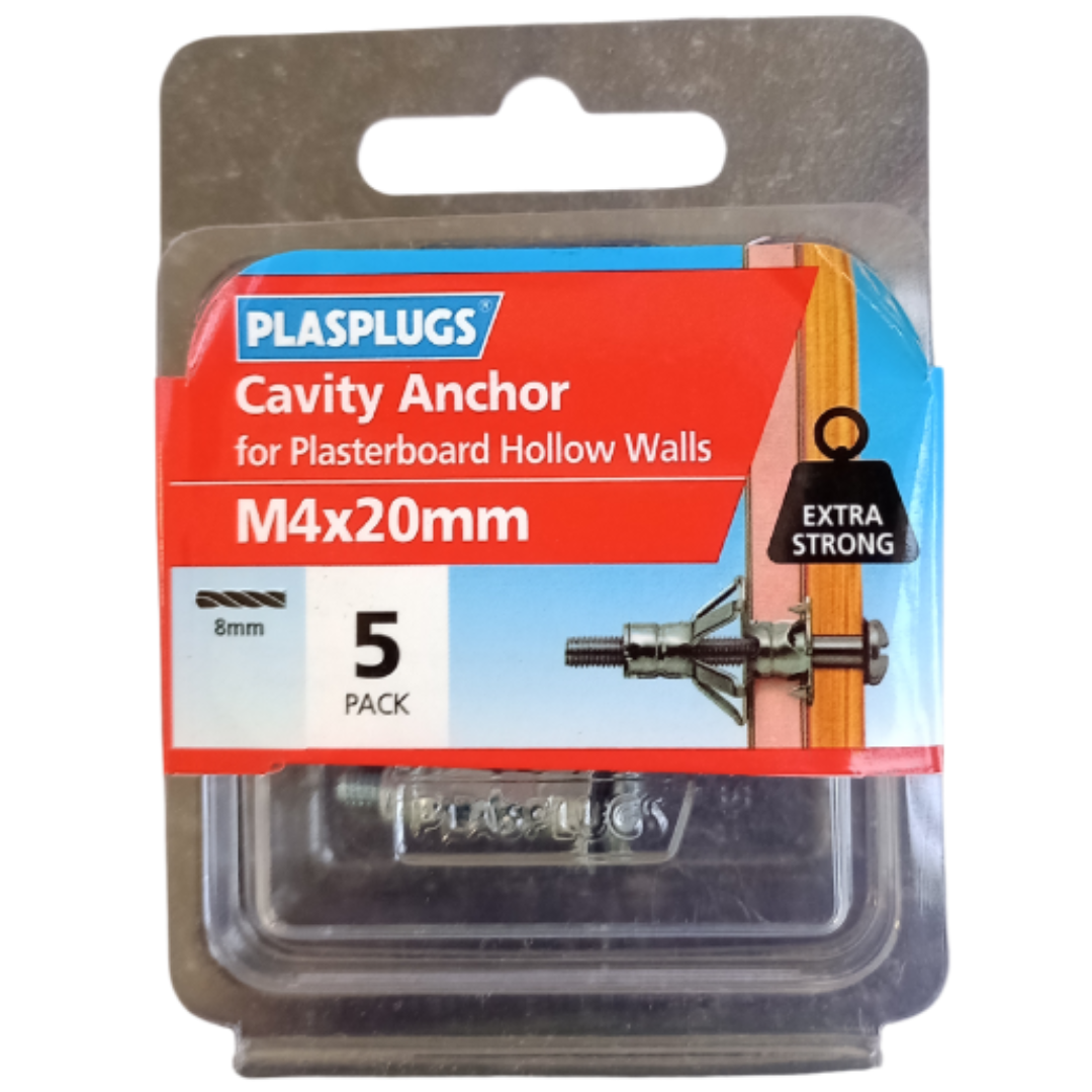 Plasplugs Cavity Anchor M4 x 20mm – 5 Pack