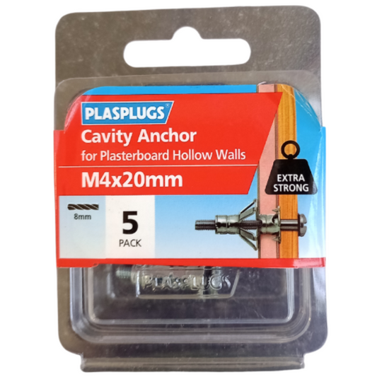 Plasplugs Cavity Anchor M4 x 20mm – 5 Pack