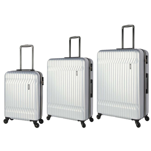 3-Piece ABS Silver Suitcase Set (20", 24", 28")