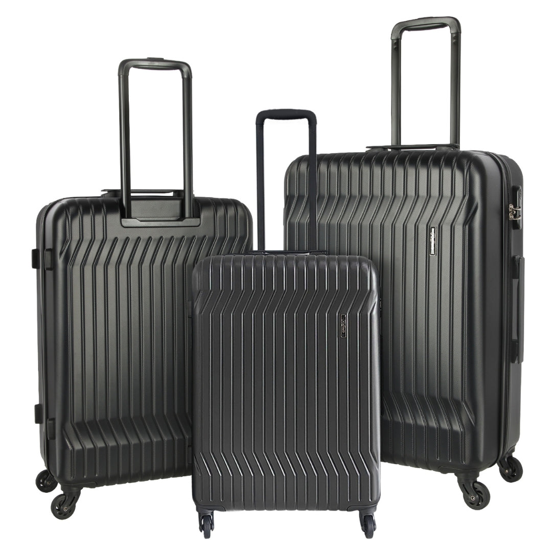 3-Piece Black Suitcase Set (20", 24", 28")