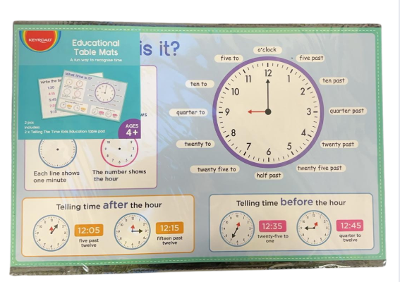 Telling Time Educational Table Mats!