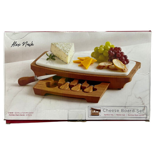 6-Piece Bamboo and Ceramic Cheese Set