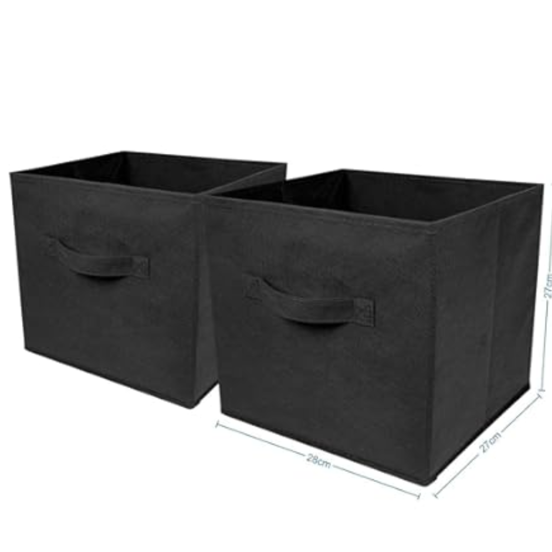 Set Of 2 Fabric Drawers Collapsable With Plastic Handles