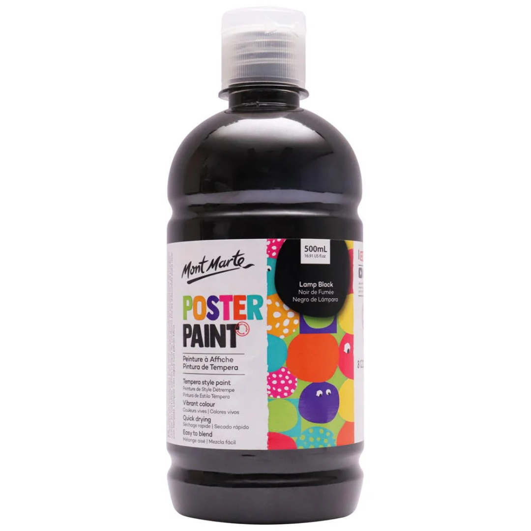 Mont Marte Poster Paint Lamp Black 500ml