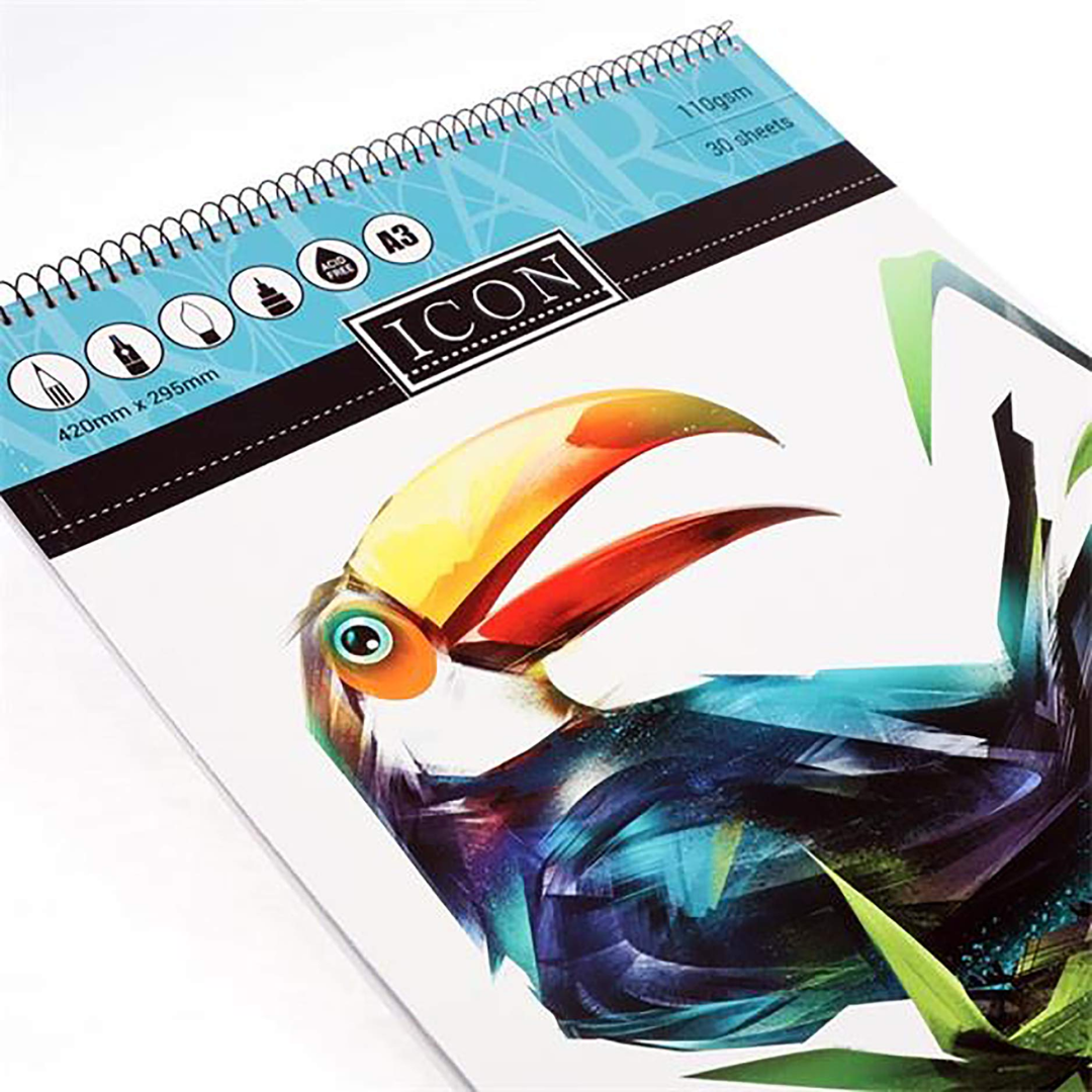 ICON A3 Spiral Notepad 30 Sheets – Perfect for Sketching & Note-Taking