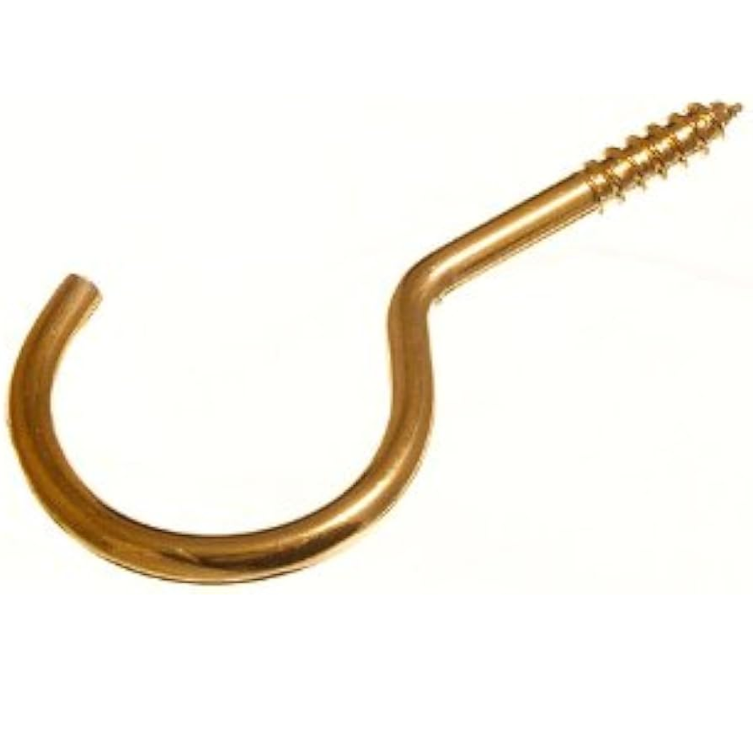 Cup Hooks Unshouldered 50mm Brass Plated