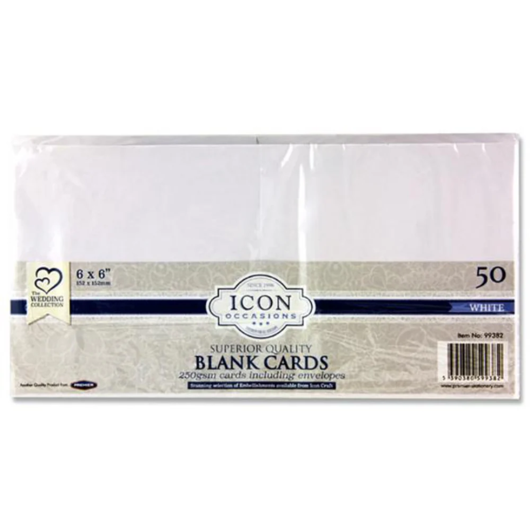 Icon 50-Pack 6x6 250gsm White Cardstock