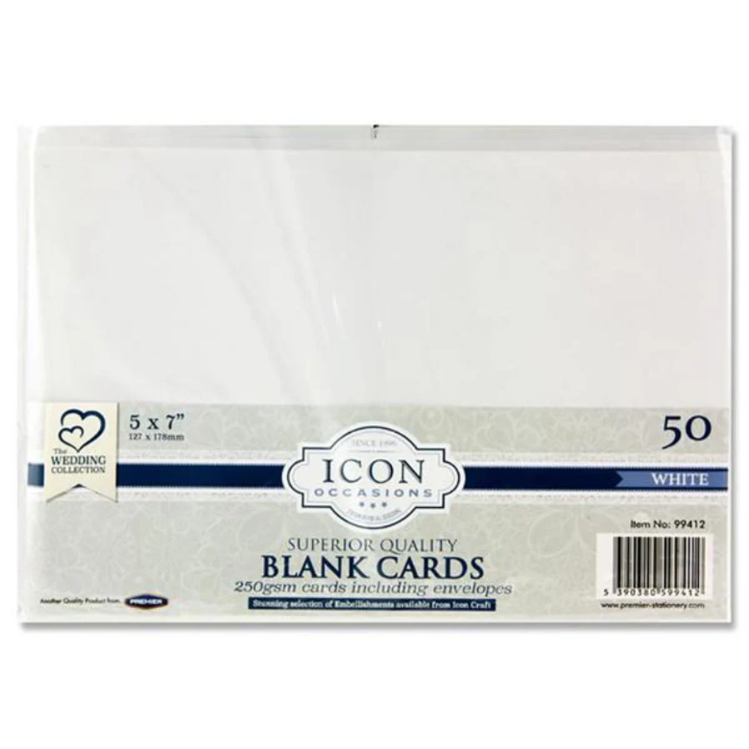 Icon 50-Pack 5x7 250gsm White Cardstock