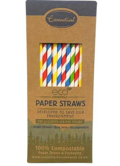 Box of 250 Assorted Paper Straws