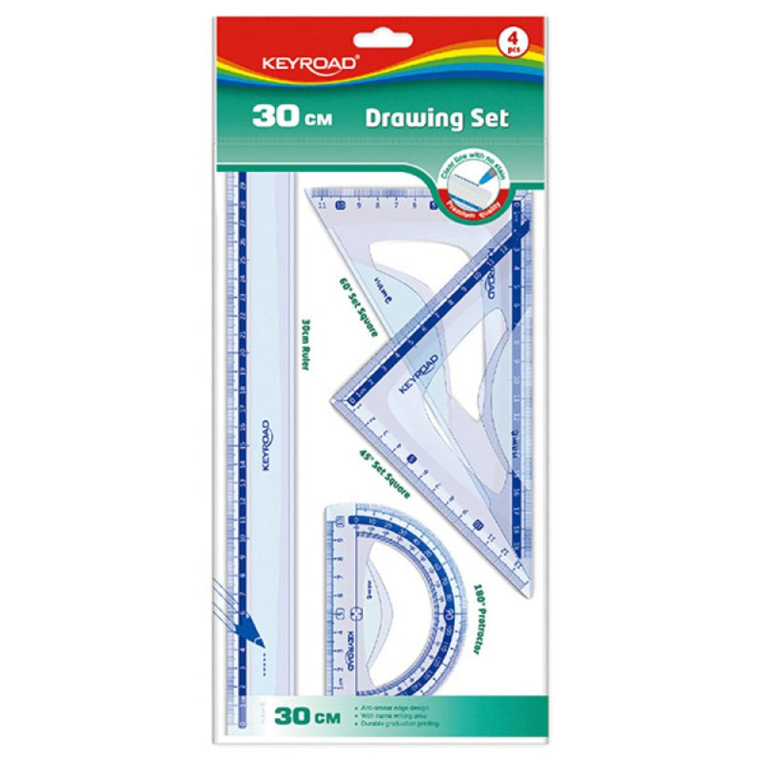 Keyroad 4pc 30cm Plastic Ruler Set