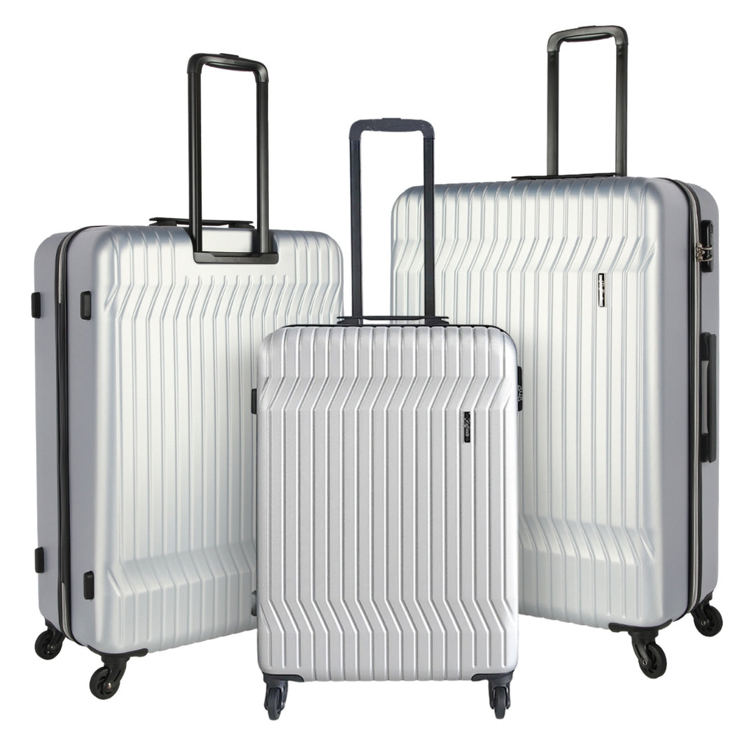 3-Piece ABS Silver Suitcase Set (20", 24", 28")