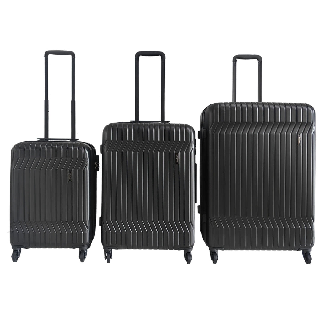 3-Piece Black Suitcase Set (20", 24", 28")