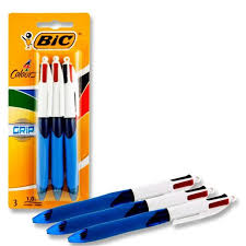 3 Pack of BIC 4 Colour Grip Ballpens