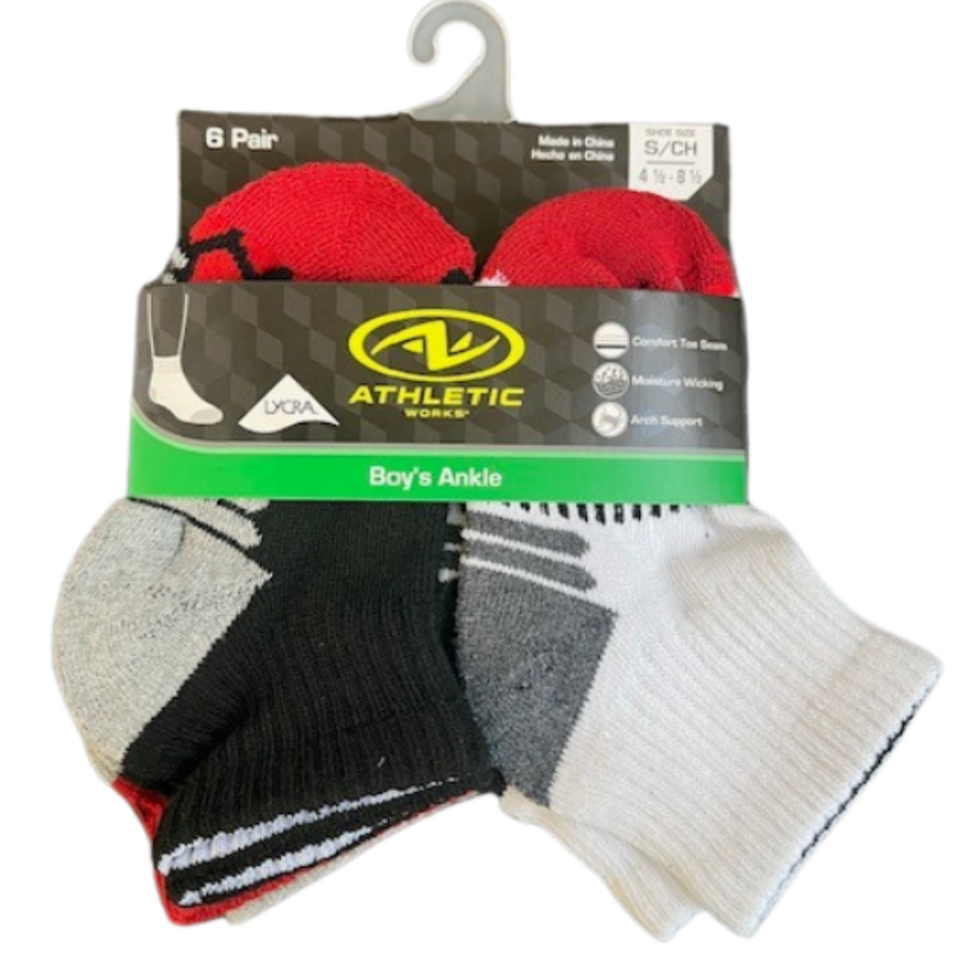 Athletic Works Boys 1/2 Cushion Athletic Socks