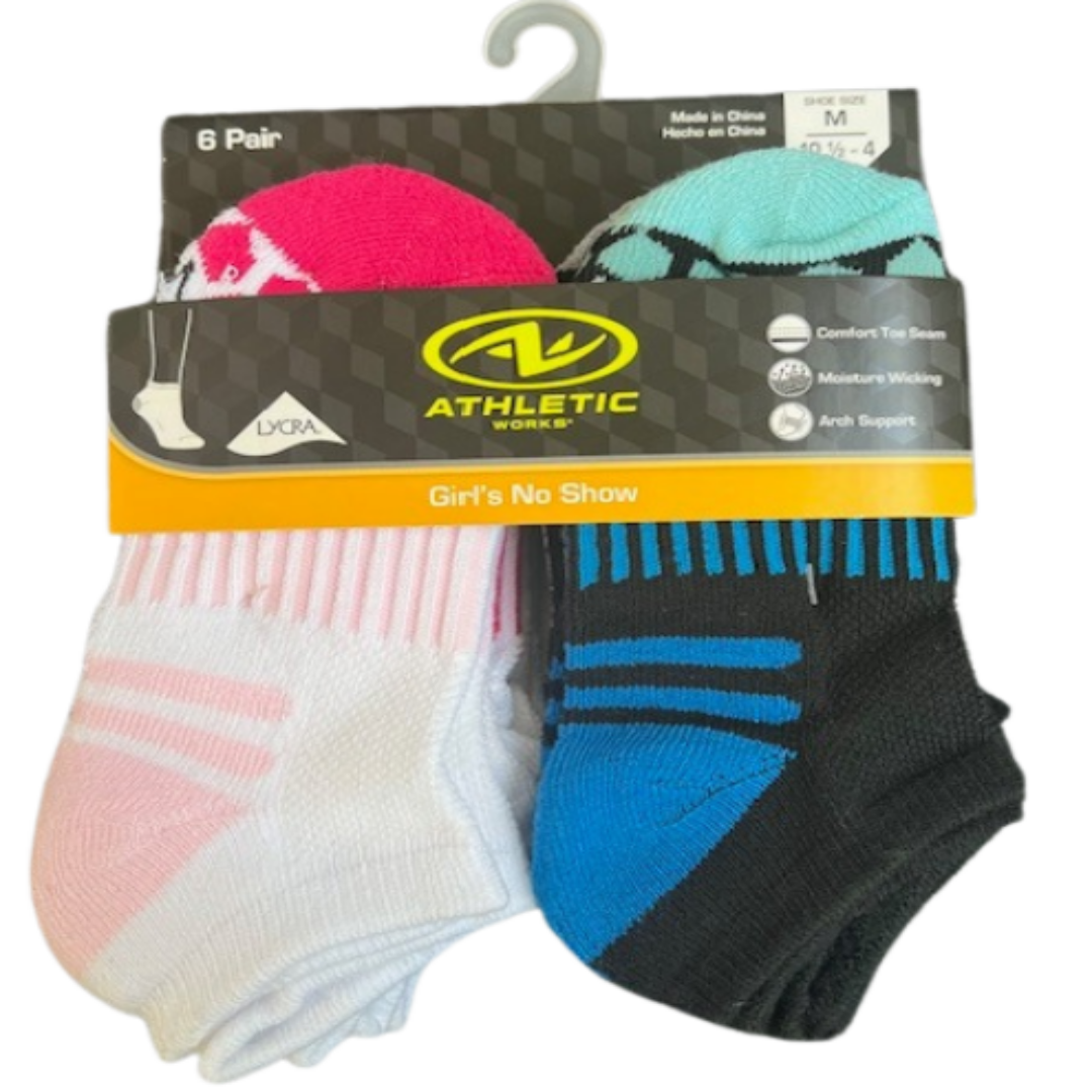 Athletic Works Girls 6PK Half Cushion Socks