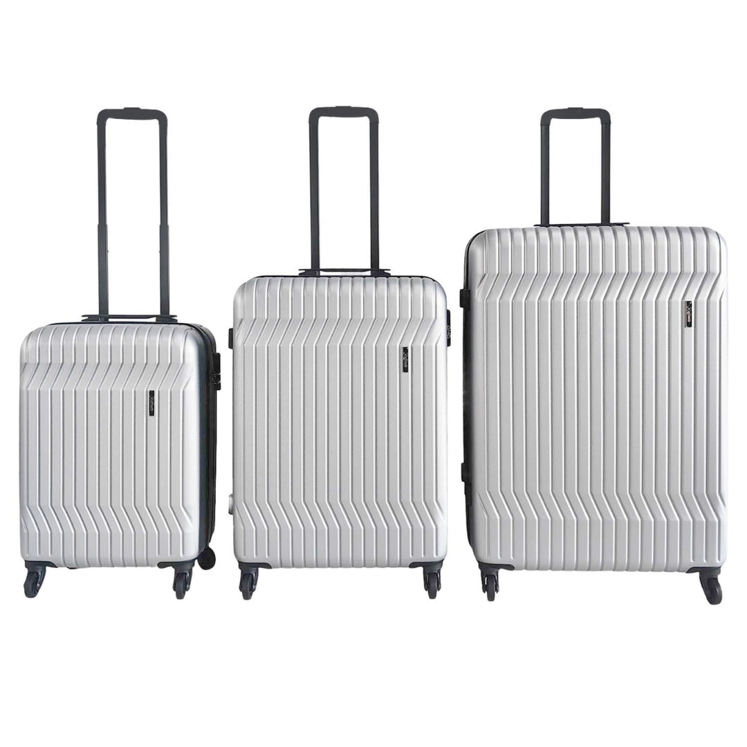 3-Piece ABS Silver Suitcase Set (20", 24", 28")