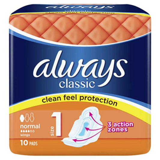 Always Classic Normal Sanitary Pads 10 Pack – Comfortable & Reliable Protection