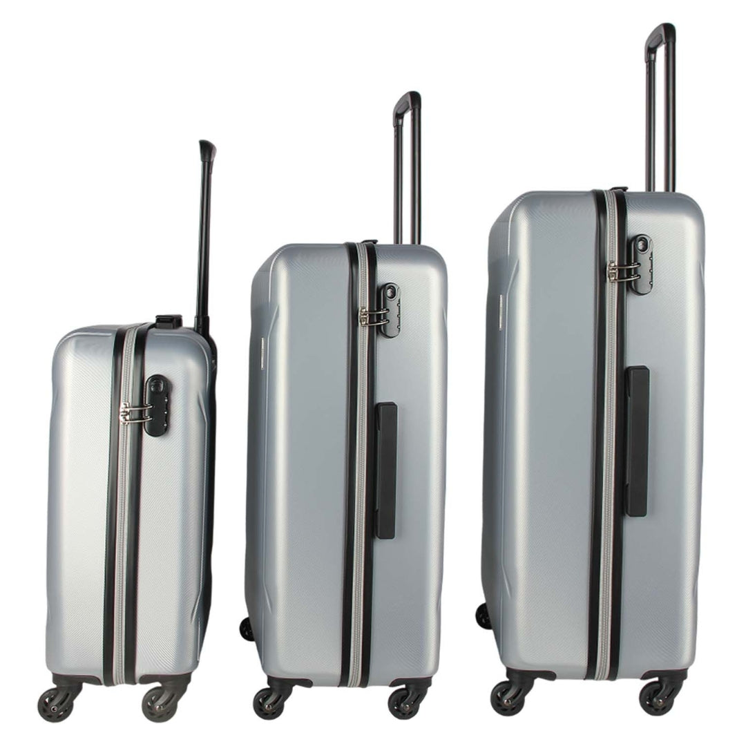 3-Piece ABS Silver Suitcase Set (20", 24", 28")