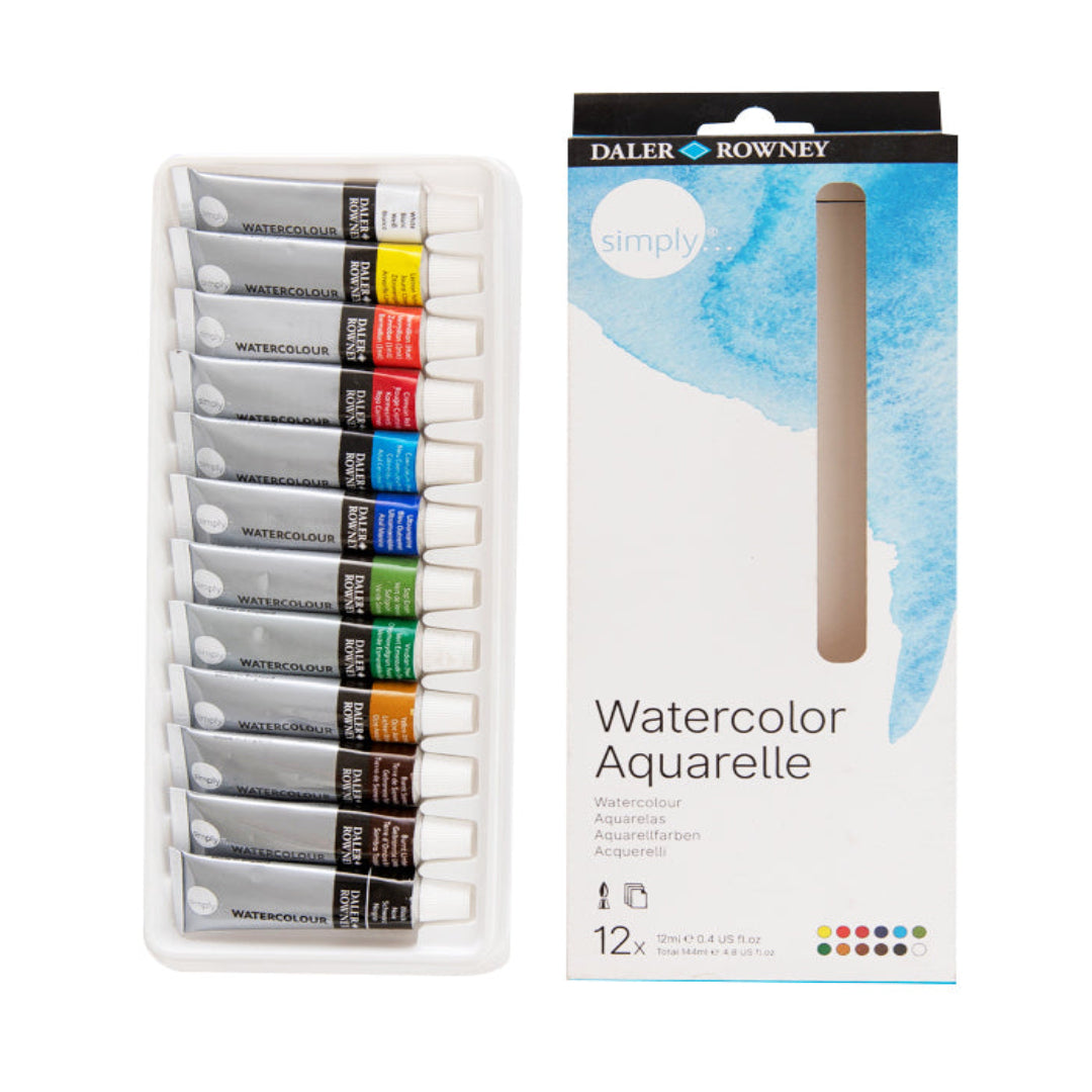 Daler-Rowney Simply 12-Pack Watercolour Paint Set 12ml