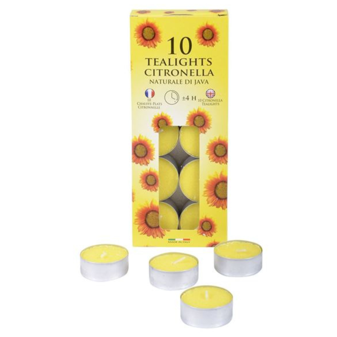 10 Pack Citronella Tea Lights - 4 Hour Burn