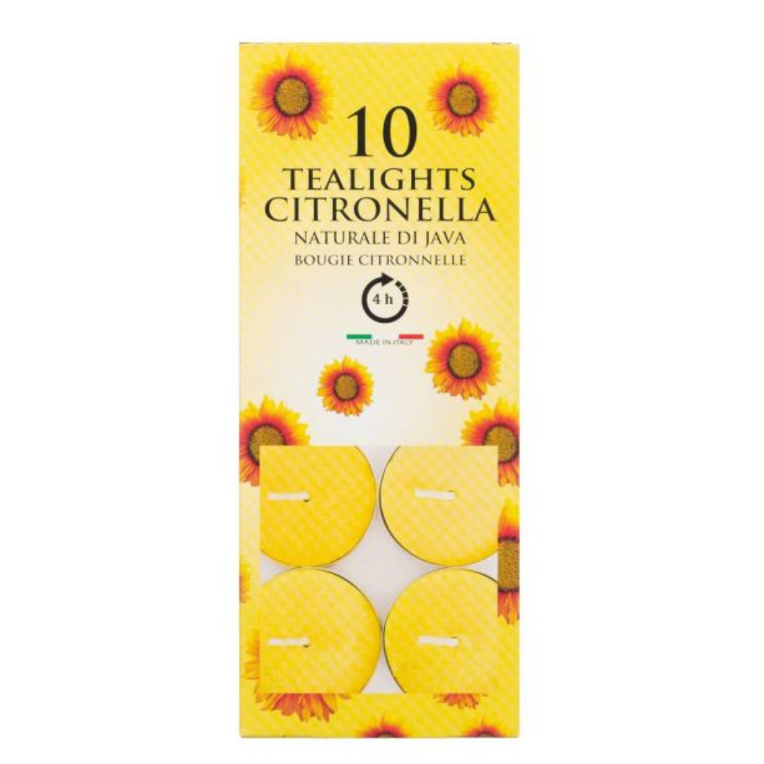 10 Pack Citronella Tea Lights - 4 Hour Burn