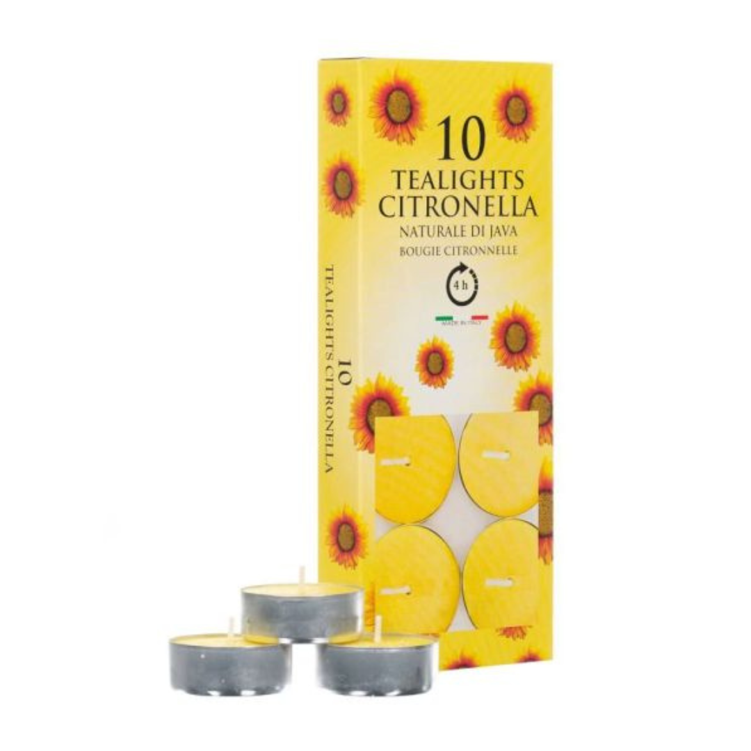 10 Pack Citronella Tea Lights - 4 Hour Burn