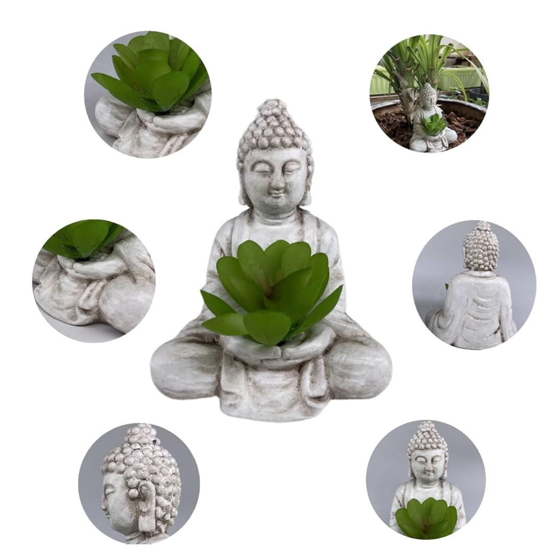 Buddha Zen Statue with Artificial Succulent