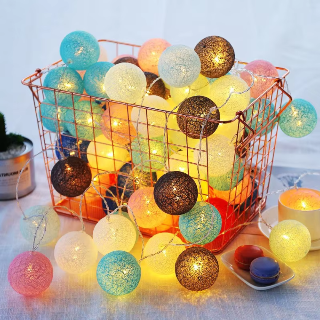 20 LED Multi-Colored Solar Cotton Balls