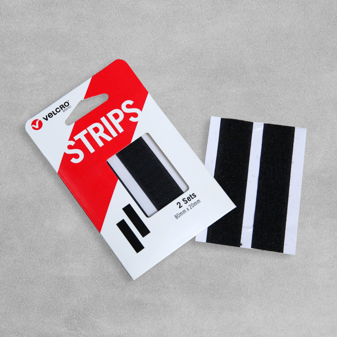 Velcro Strips Black 80mm x 20mm (2 sets)