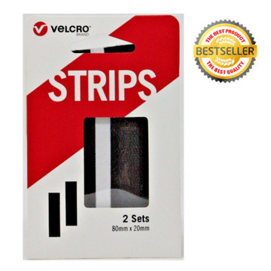 Velcro Strips Black 80mm x 20mm (2 sets)