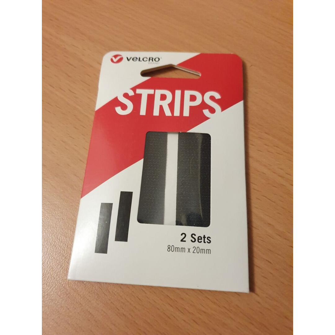 Velcro Strips Black 80mm x 20mm (2 sets)