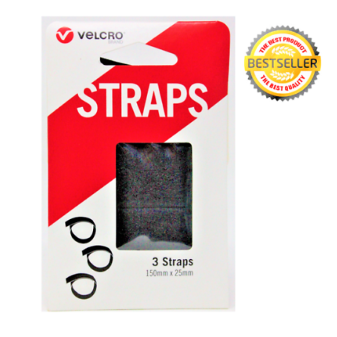 Velcro Black 3 Straps 150mm