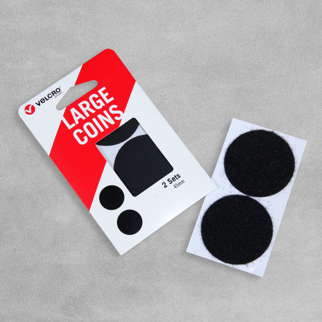 Velcro Black Large Coins 45mm