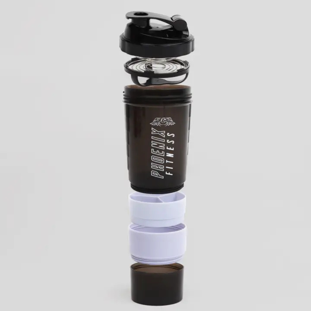 Phoenix Compartment Shaker Bottle Black 500ml