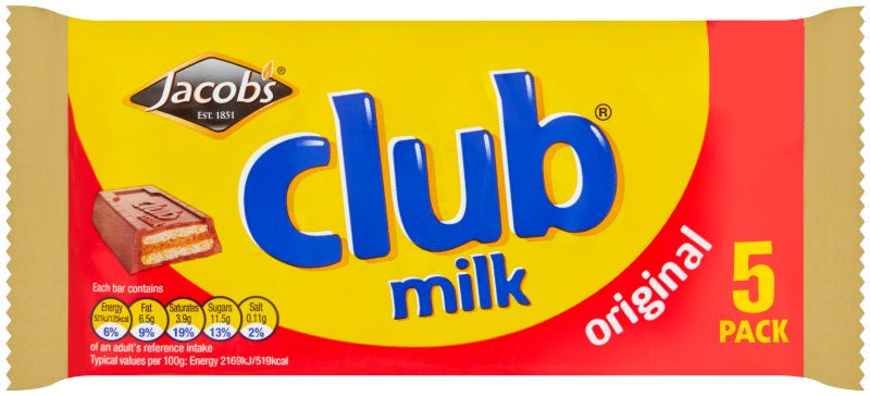 Jacobs Club Milk 5-Pack 110g