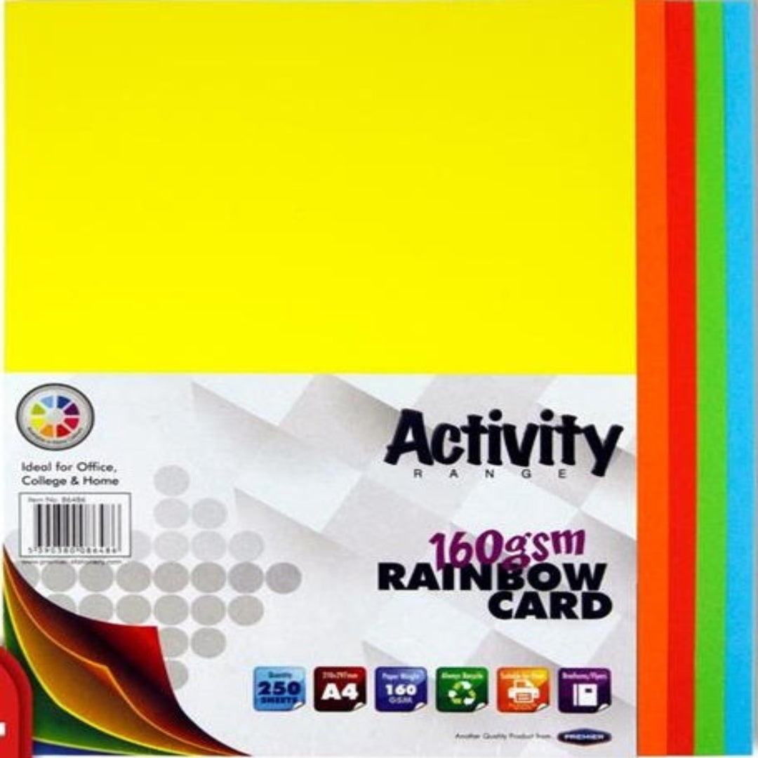 A4 250-Sheets of Rainbow 160GSM Activity Card