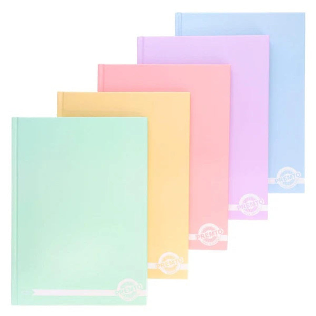 Pack of 5 A4 160-page Hardcover Pastel Assorted Notebooks