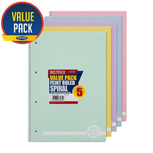 5 Pack of Pastel A4 160-page