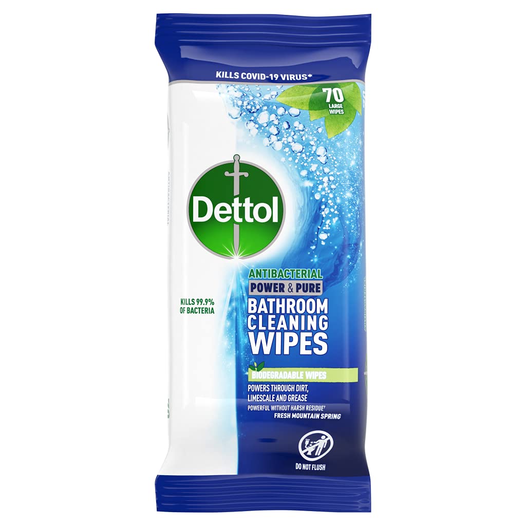 Dettol Power & Pure Bathroom Antibacterial Wipes 70s