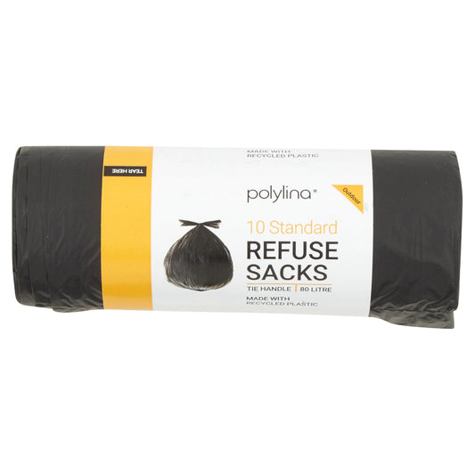 Polylina 10 Tie Handle Refuse Sacks 80L