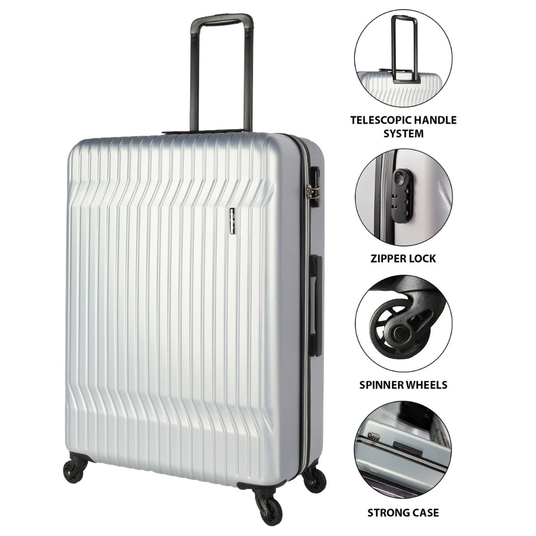 3-Piece ABS Silver Suitcase Set (20", 24", 28")