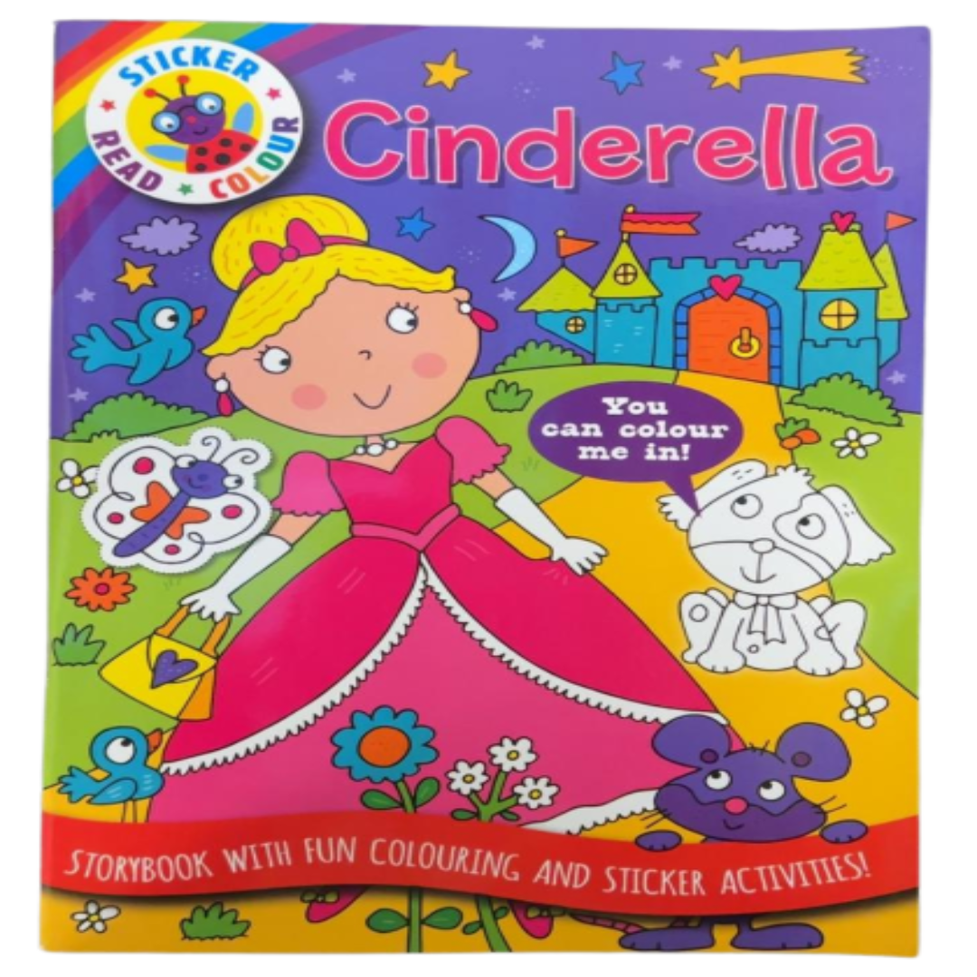 Cinderella Storybook with Coloring and Stickers – 24 Pages