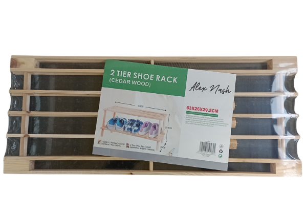 2 Tier Cedar Wooded Shoe Rack