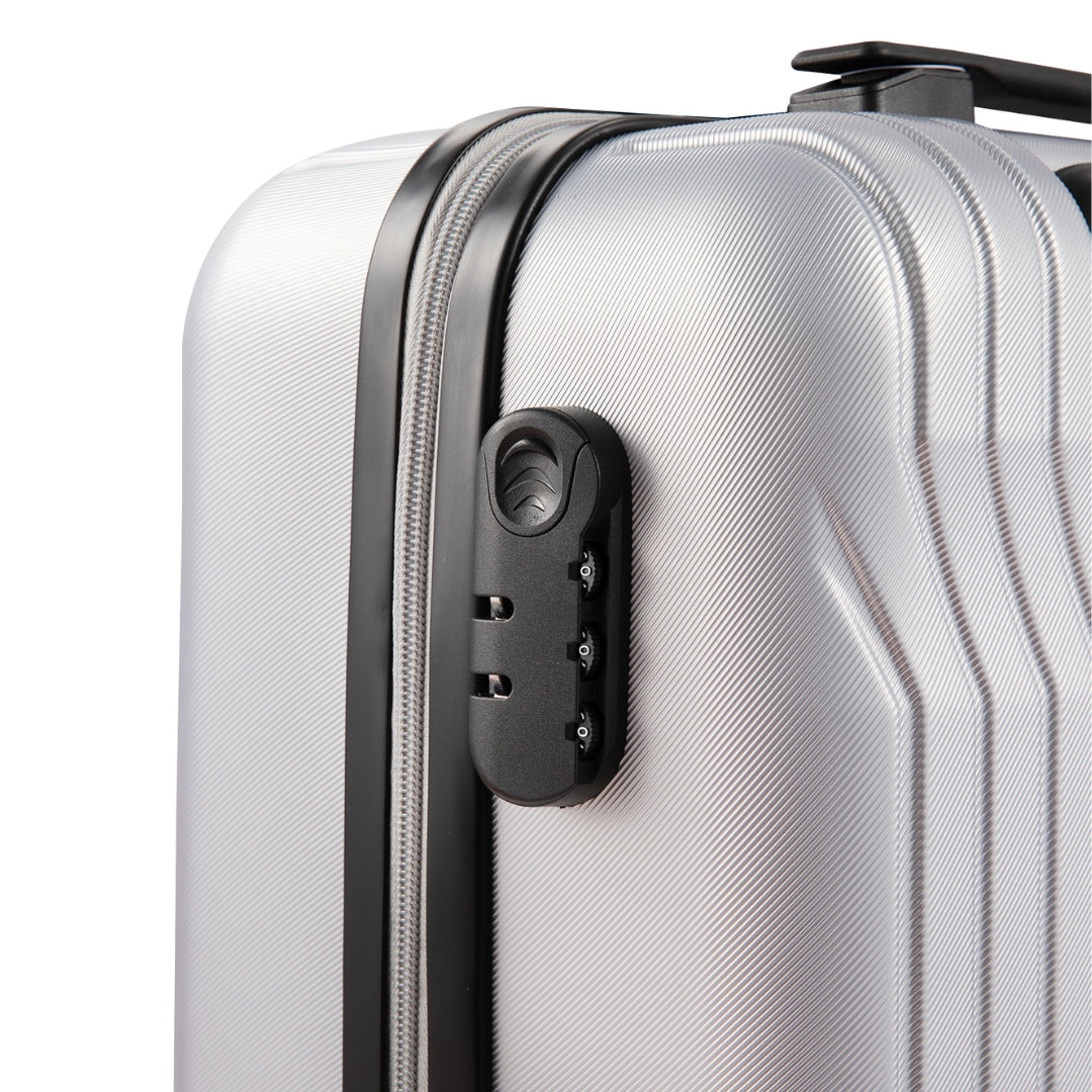 3-Piece ABS Silver Suitcase Set (20", 24", 28")